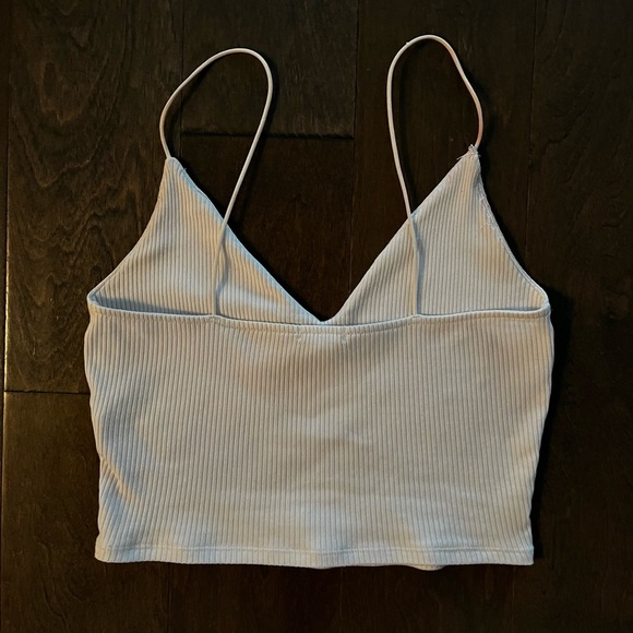 White Ribbed Cropped Tank Top - Picture 7 of 8